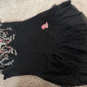 Chic Black nighty with Floral Accents